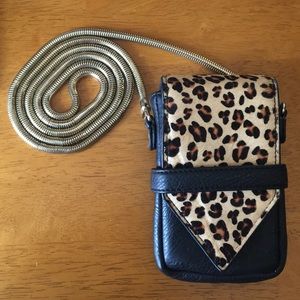 Leopard Hair Calf Mini Phone Holder/Crossbody Bag